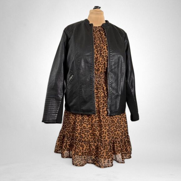 OLD NAVY Romantic Animal Print Cheetah Chiffon Mini Dress elastic waist 2X - Picture 6 of 9